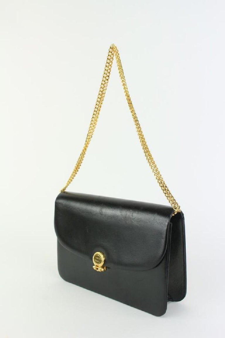 Dior Black Box Calf Leather Flap Chain Bag 827da9 For Sale at 1stDibs
