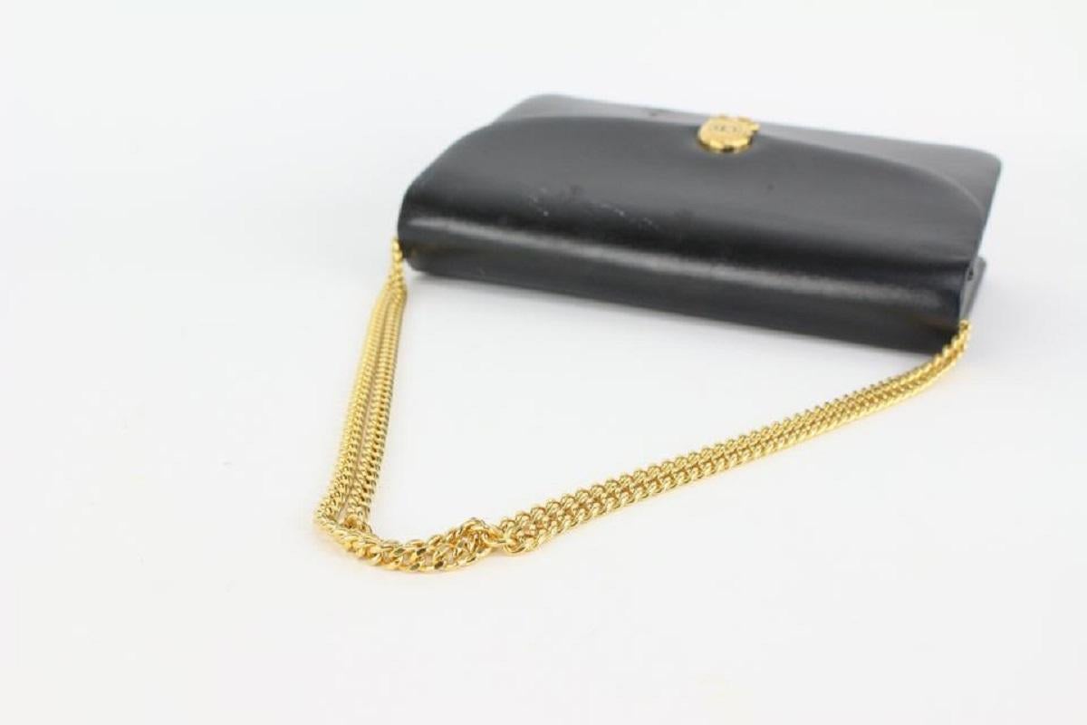 Dior Black Box Calf Leather Flap Chain Bag 827da9 In Good Condition For Sale In Dix hills, NY