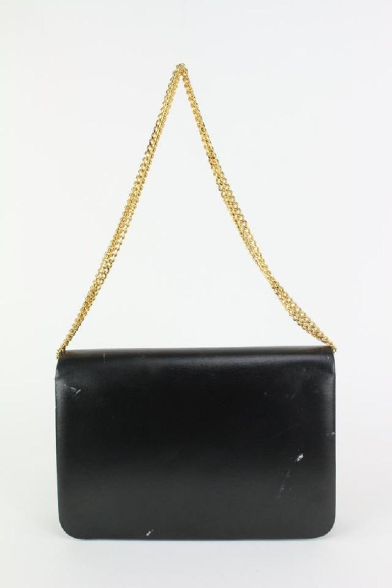 Women's Dior Black Box Calf Leather Flap Chain Bag 827da9 For Sale
