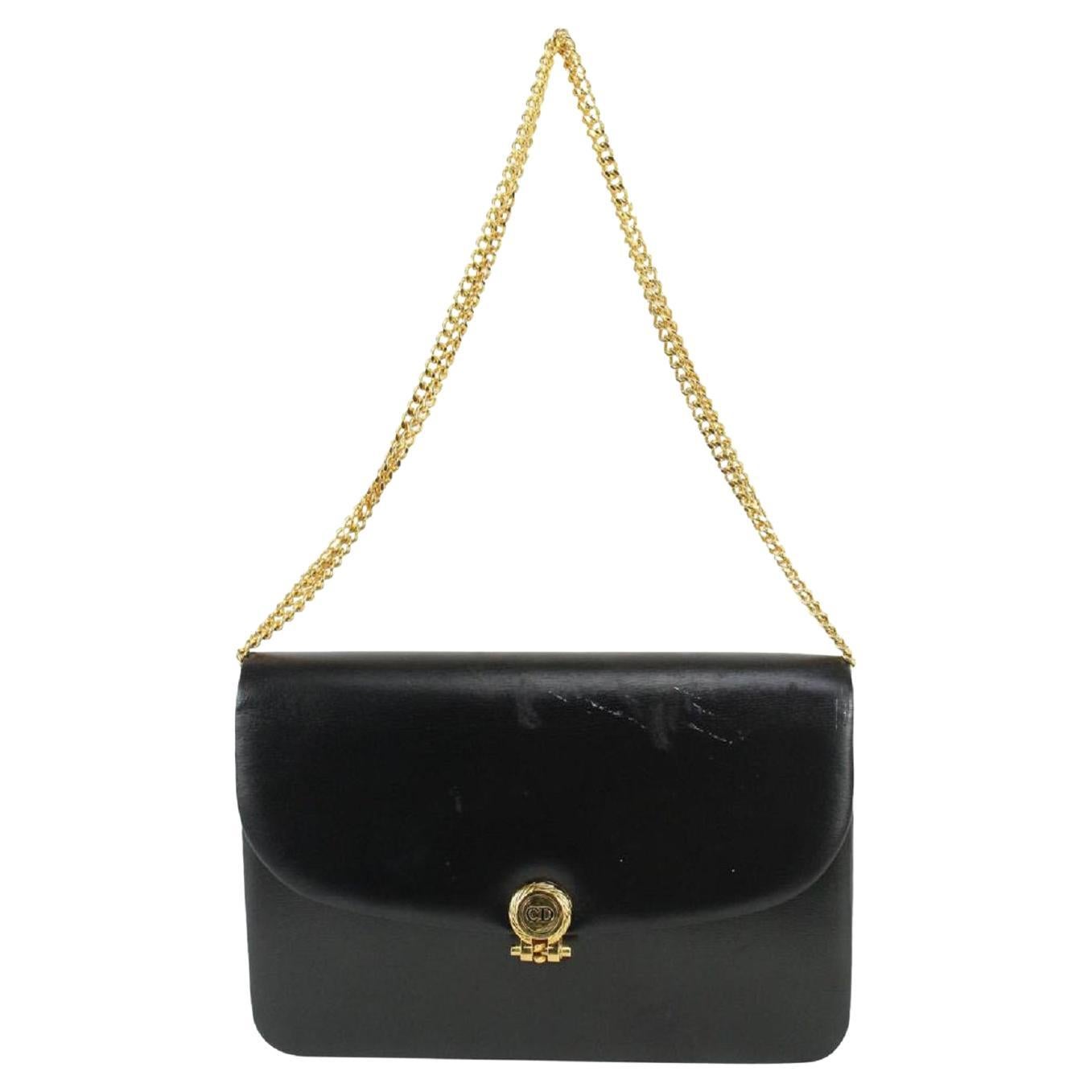 Dior Black Box Calf Leather Flap Chain Bag 827da9