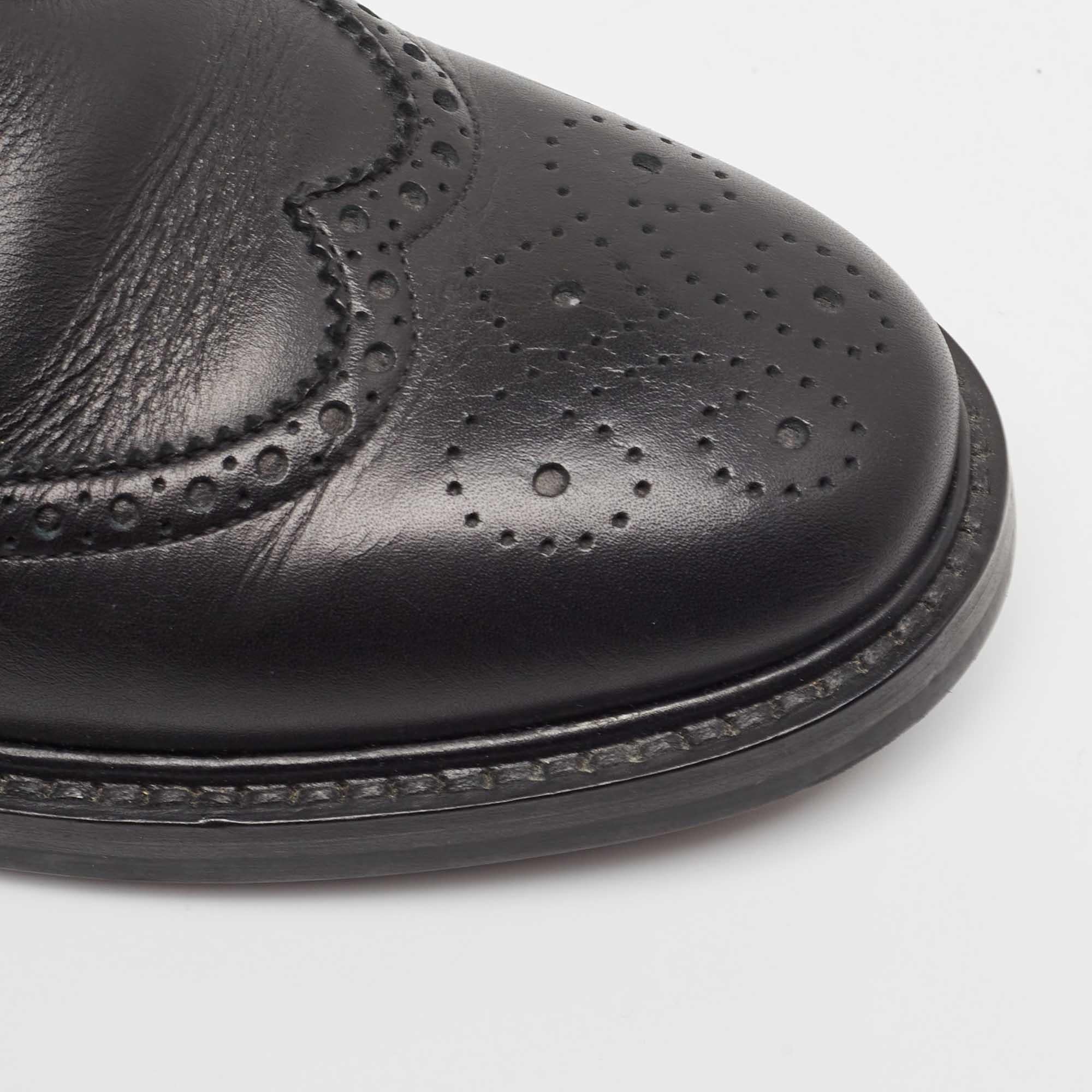 Dior Black Brogue Leather Diorunit Combat Ankle Boots Size 38 3