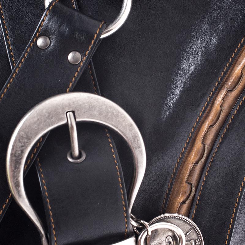 Dior Black/Brown Leather Large Gaucho Double Saddle Shoulder Bag 9