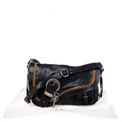 Dior Black/Brown Leather Large Gaucho Double Saddle Shoulder Bag