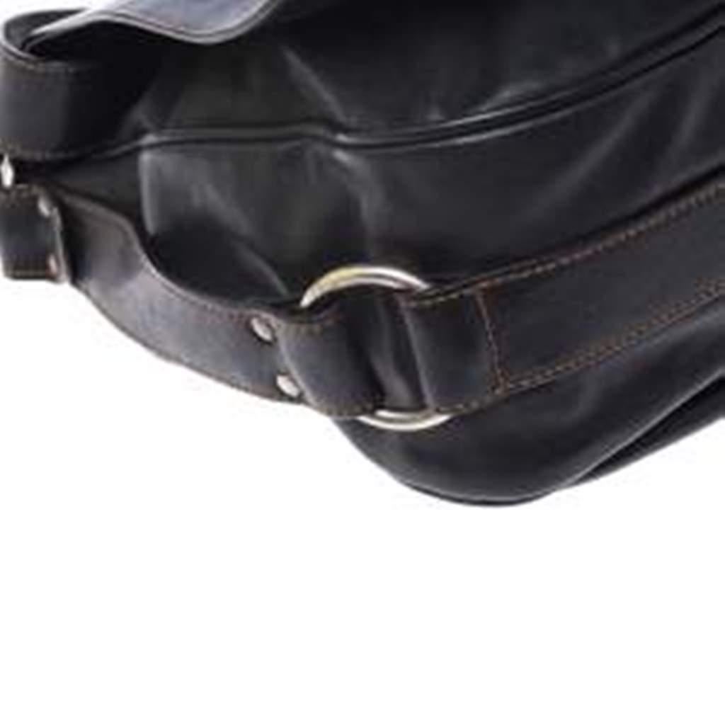 Dior Black/Brown Leather Large Gaucho Double Saddle Shoulder Bag In Good Condition In Dubai, Al Qouz 2