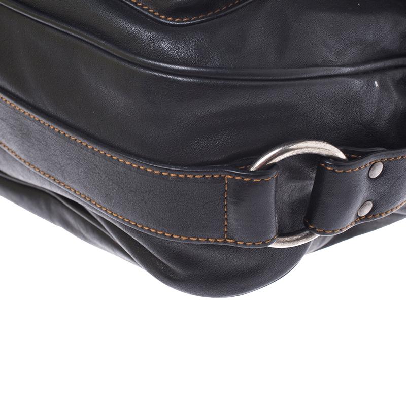 Dior Black/Brown Leather Large Gaucho Double Saddle Shoulder Bag 5