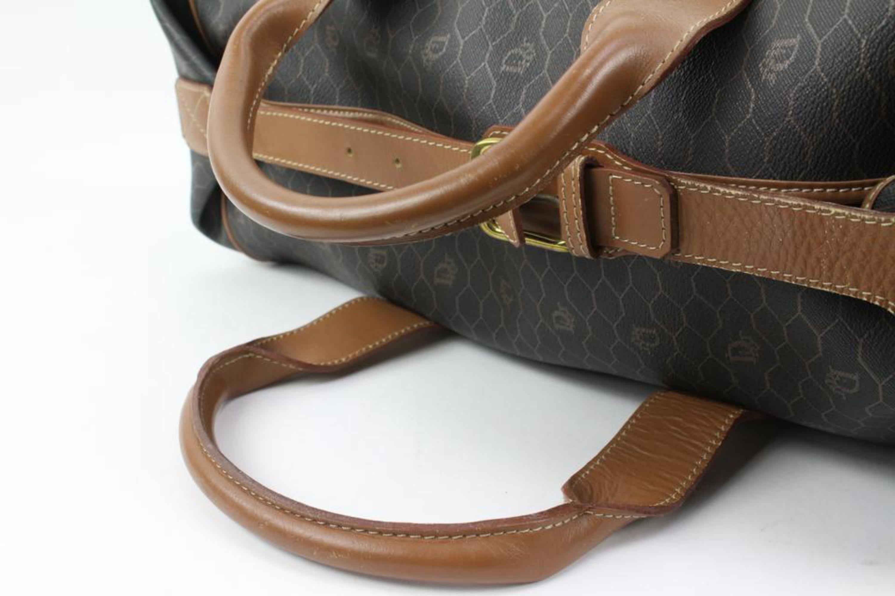Women's Dior Black Brown Monogram Trotter Honeycomb Convertible Duffle Bag 21d223s