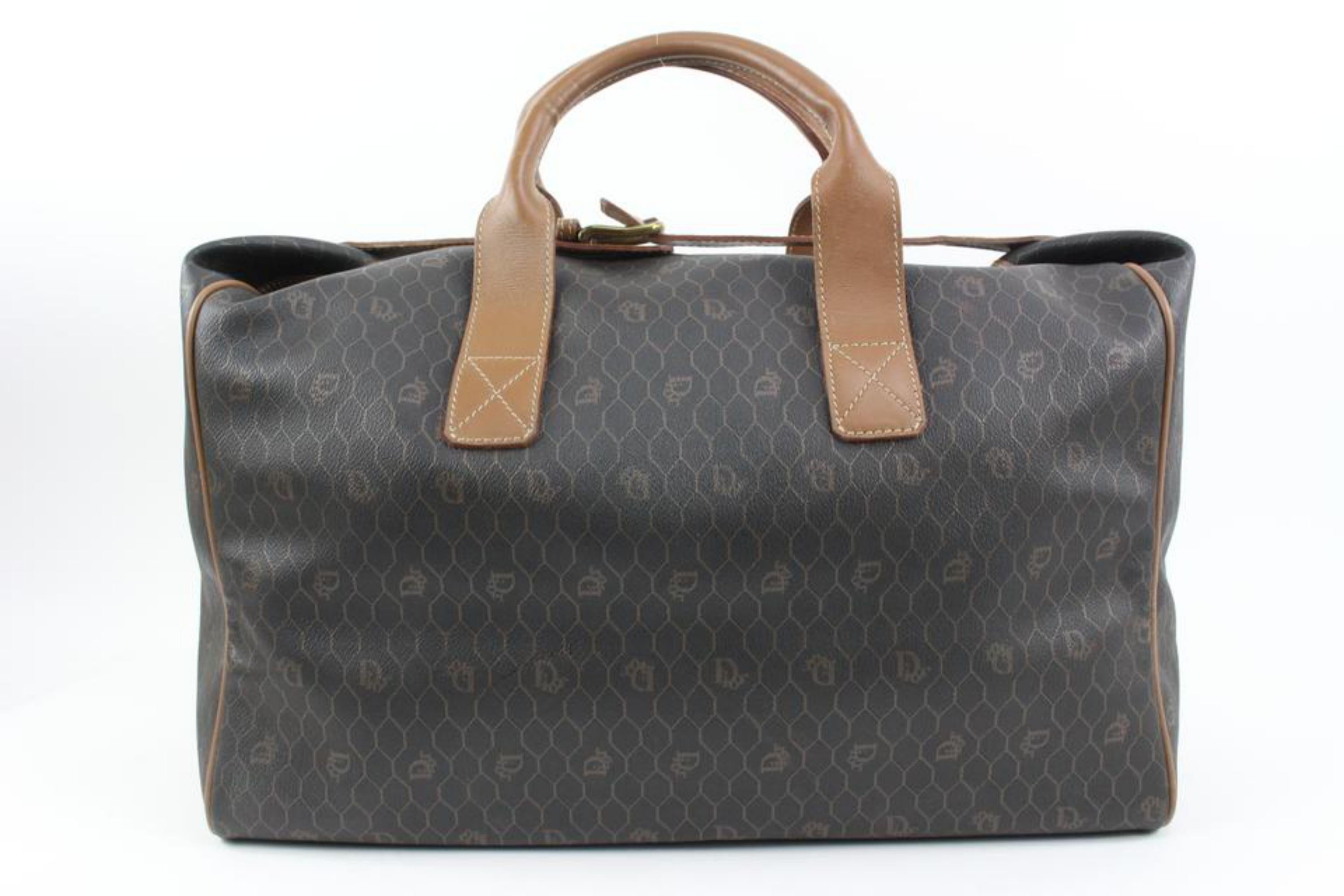 Dior Black Brown Monogram Trotter Honeycomb Convertible Duffle Bag 21d223s  For Sale at 1stDibs