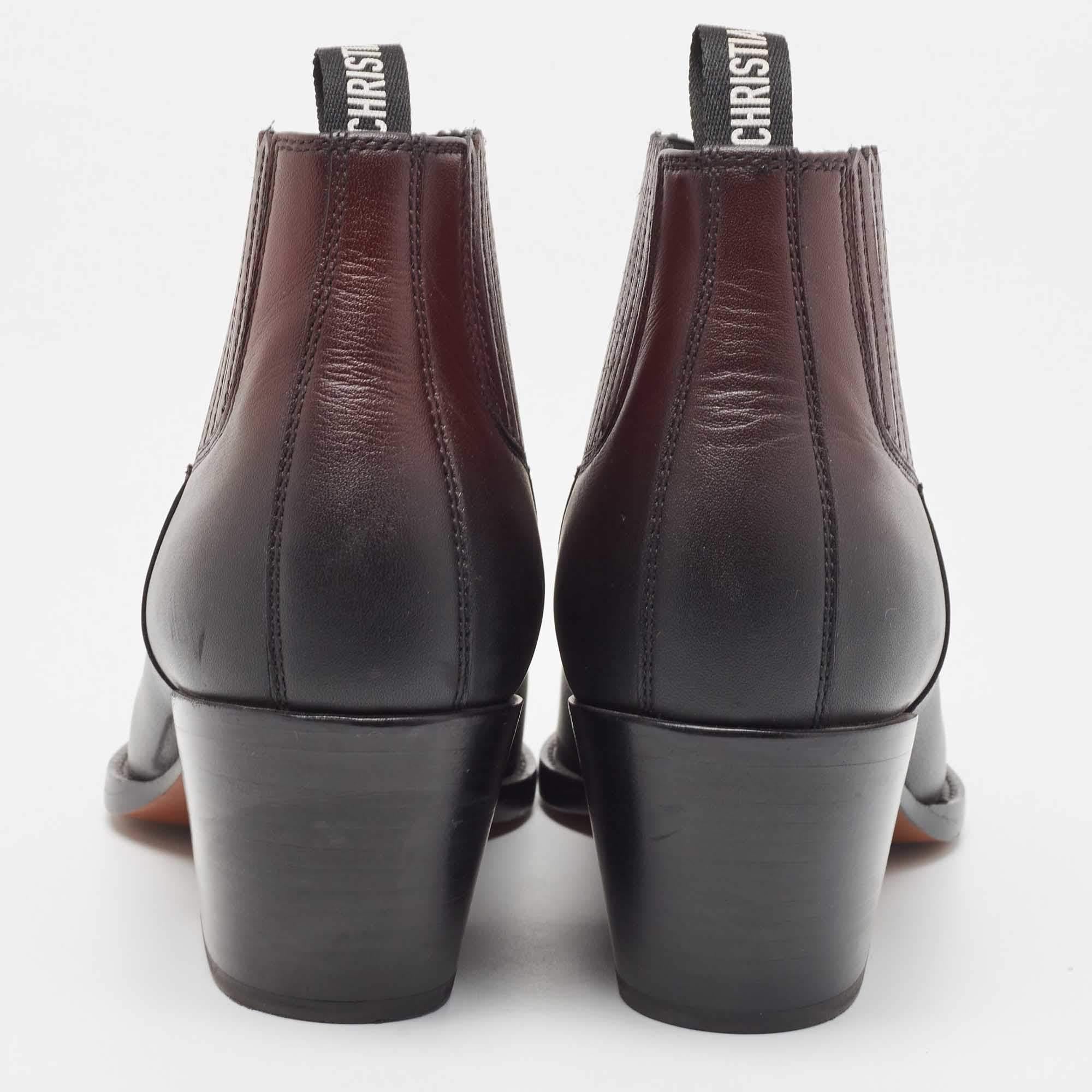 Dior Black/Burgundy Leather Dior L.A Ankle Boots Size 38 In Good Condition In Dubai, Al Qouz 2