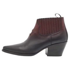 Dior Black/Burgundy Leather Dior L.A Ankle Boots Size 38