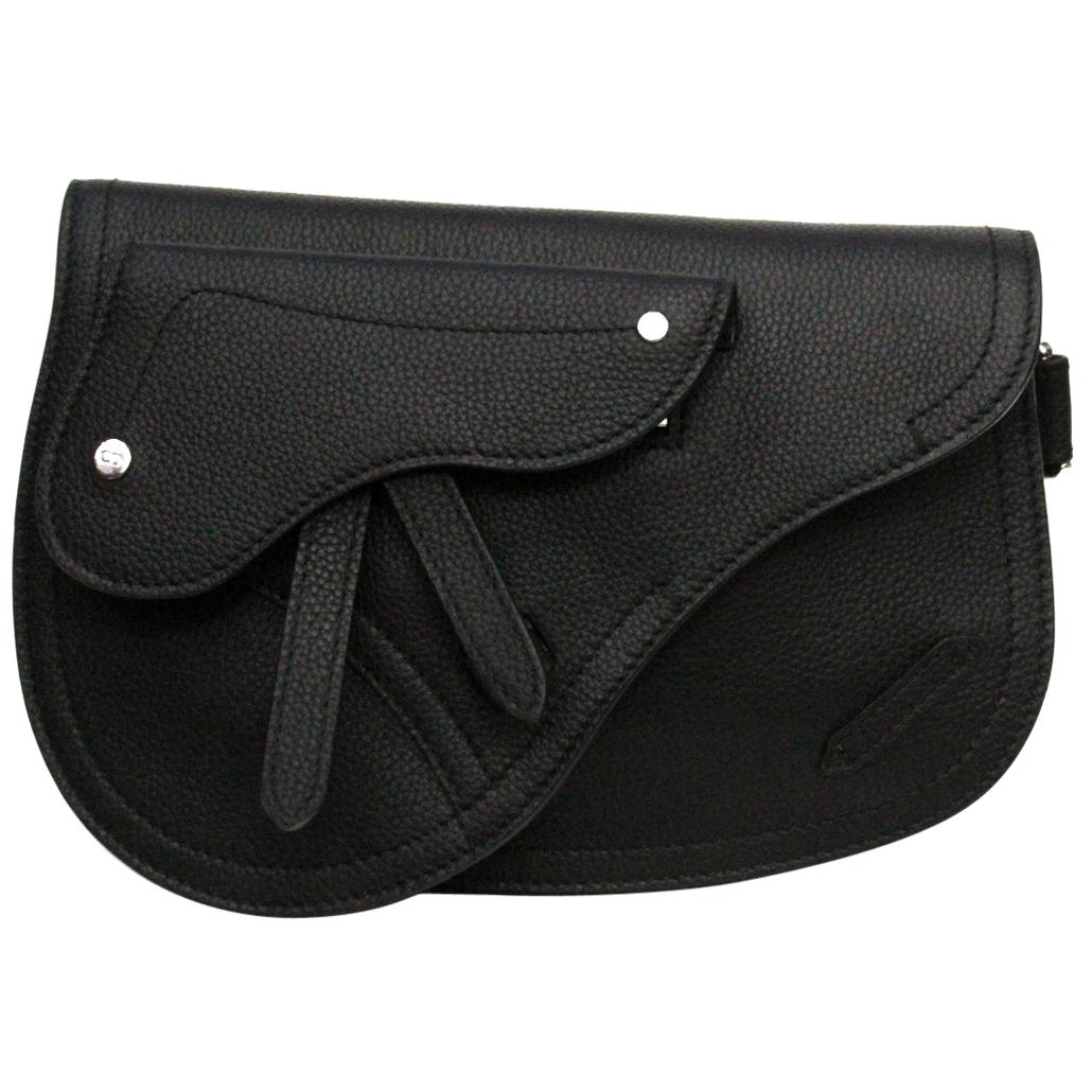 Dior Black Calf Leather Saddle Bag