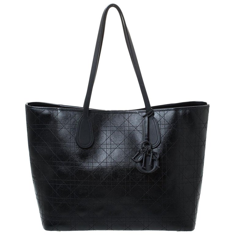Dior Black Cannage Coated Canvas and Leather Large New Panarea Shopper ...