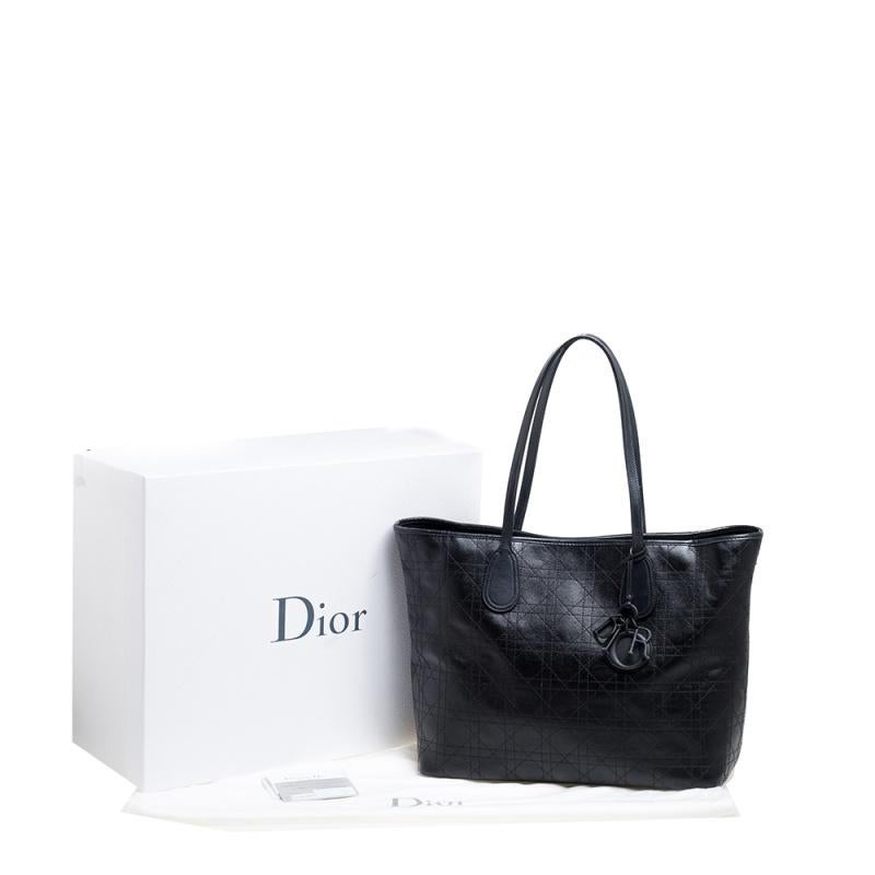 Dior Black Cannage Coated Canvas Medium New Panarea Shopper Tote 5