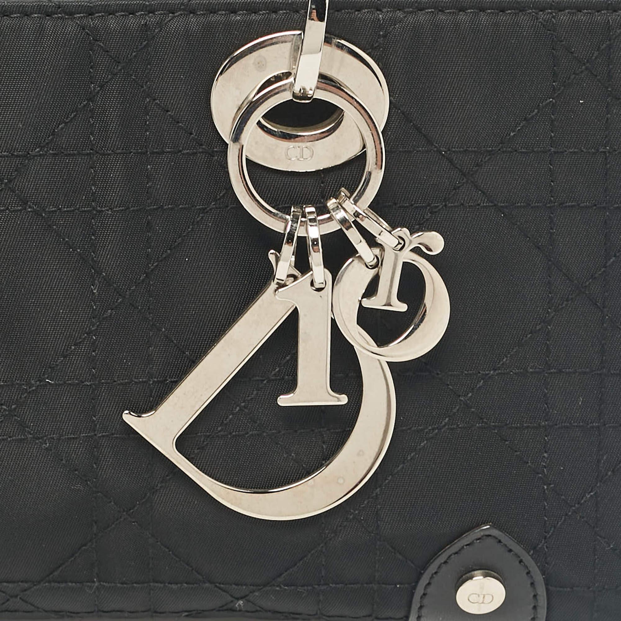 Dior Black Cannage Fabric and Leather Lady D-Joy Bag For Sale 1