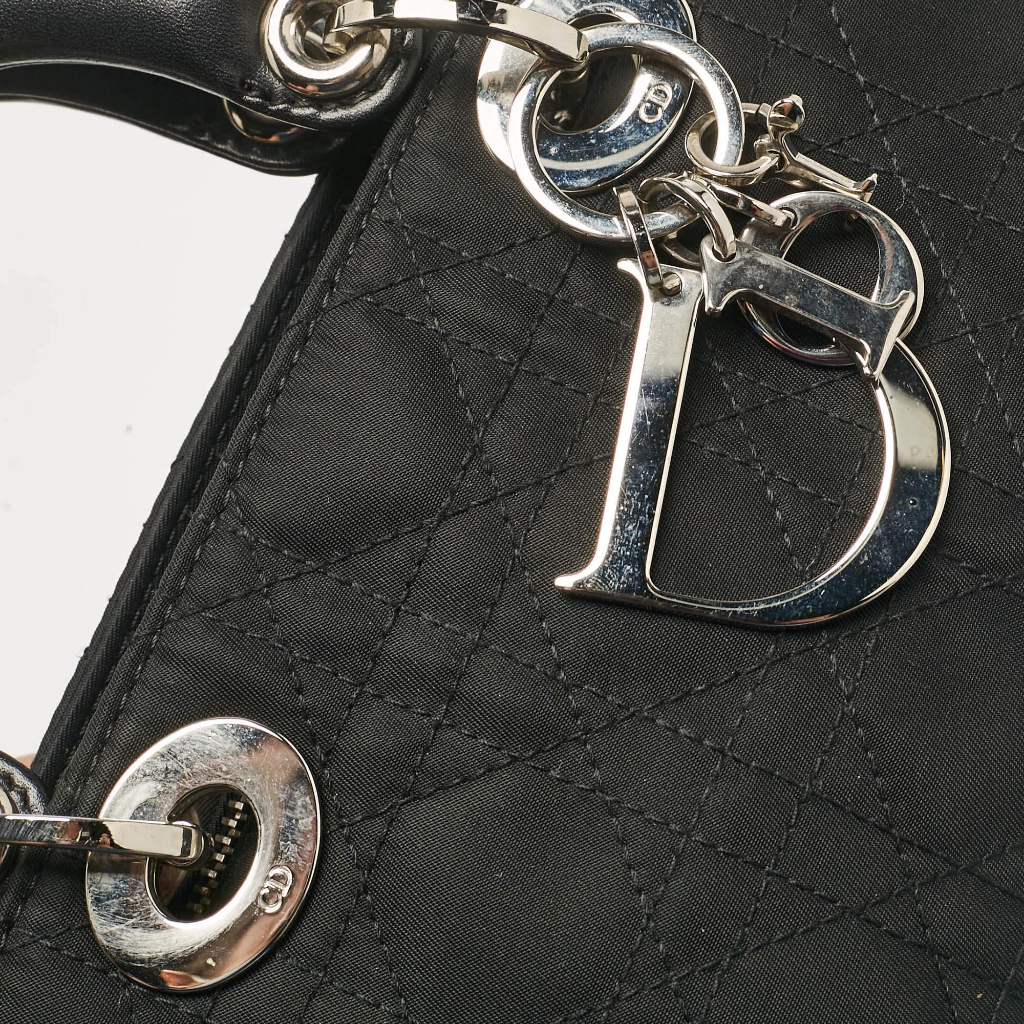Dior Black Cannage Fabric and Leather Lady D-Joy Bag For Sale 2