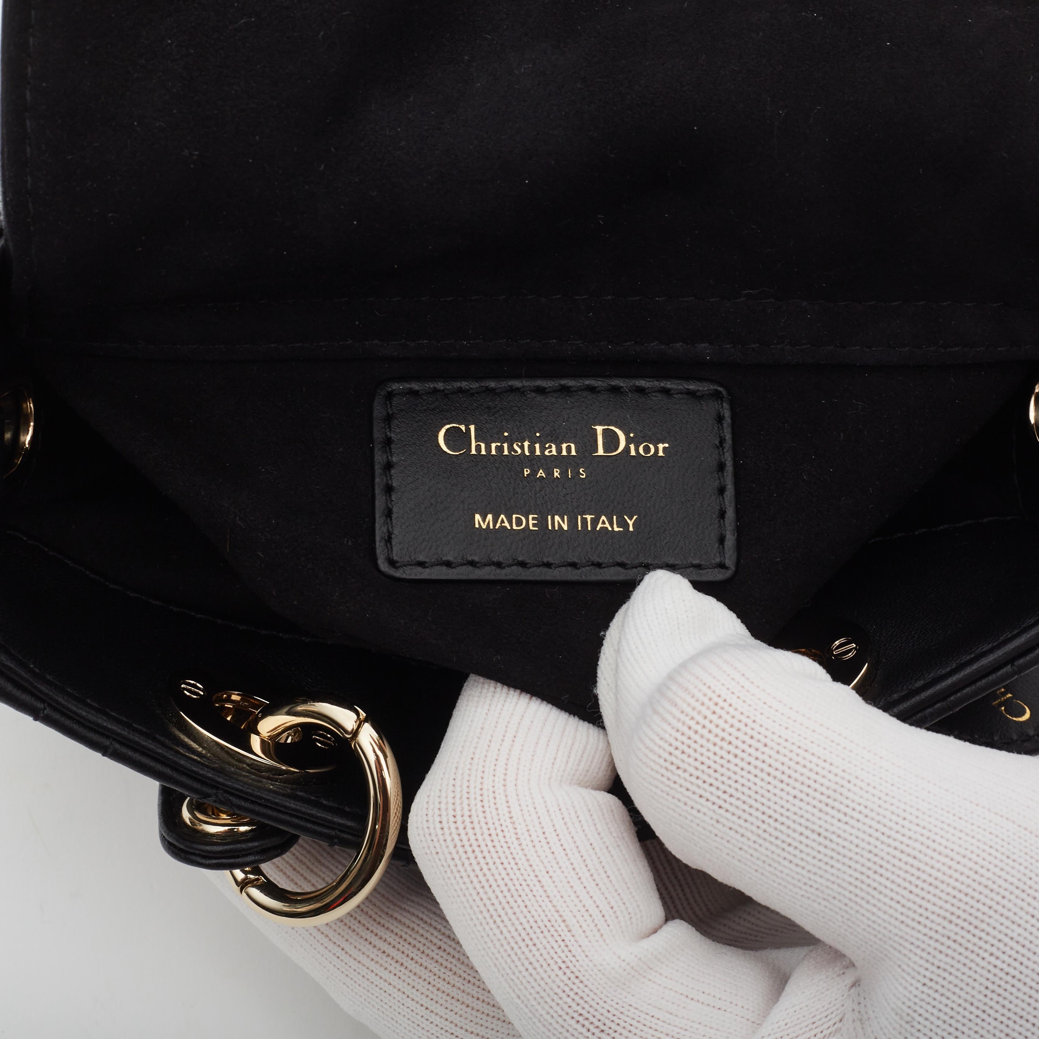 Women's Dior Black Cannage Lambskin Lady D-Joy Micro Bag