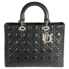 Dior Black Cannage Lambskin Large Lady Dior Tote