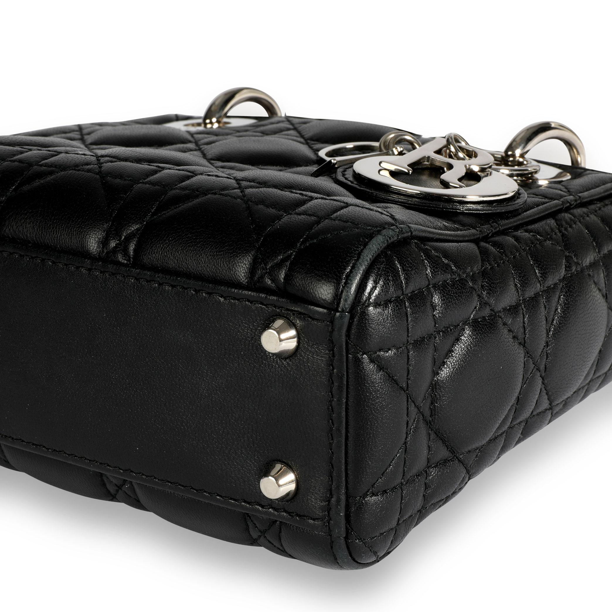Women's Dior Black Cannage Lambskin Mini Lady Dior Bag