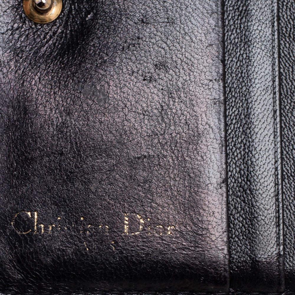 Dior Black Cannage Leather Addict Compact Wallet For Sale 6