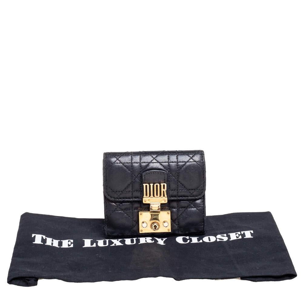 Dior Black Cannage Leather Addict Compact Wallet en vente 9