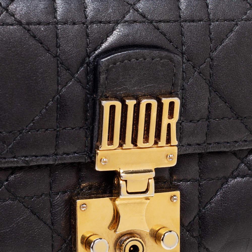 Dior Black Cannage Leather Addict Compact Wallet Pour femmes en vente
