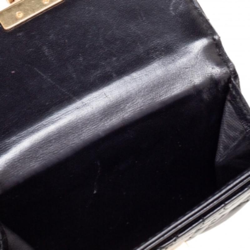 Dior Black Cannage Leather Addict Compact Wallet For Sale 5