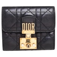 Dior Black Cannage Leather Addict Compact Wallet
