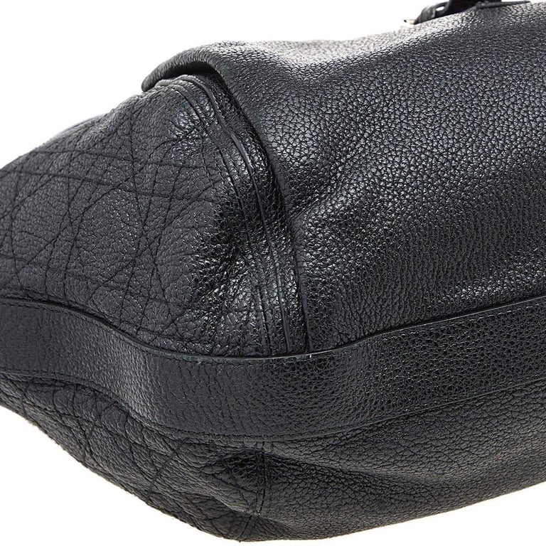 Dior Black Cannage Leather Bee Hobo For Sale at 1stDibs
