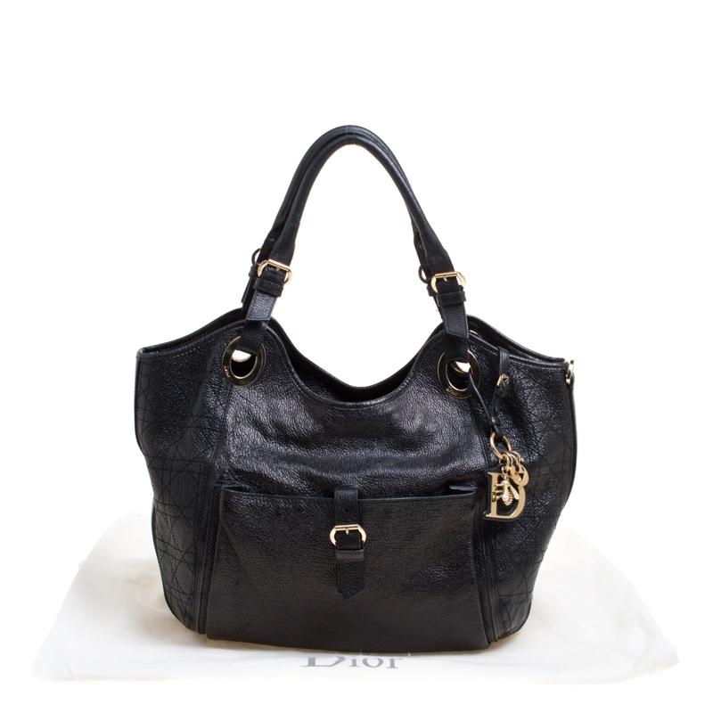 Dior Black Cannage Leather Bee Tote 8