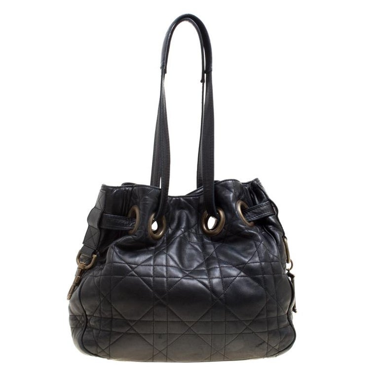 Christian Dior Cannage Bucket Bag - Black Bucket Bags, Handbags - CHR337654