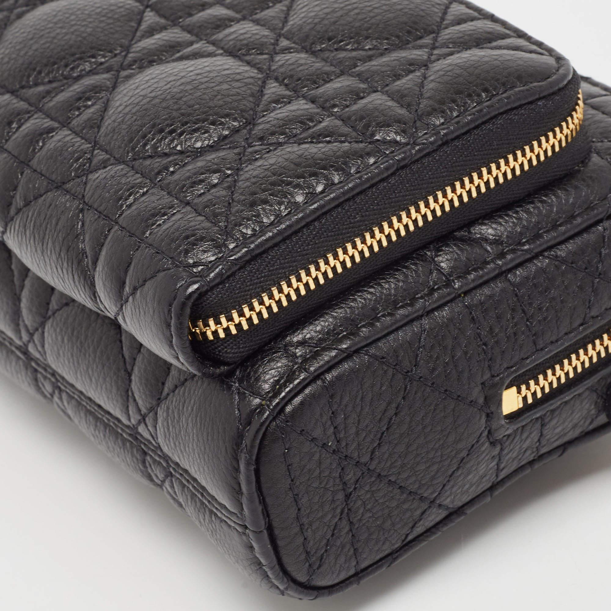 Dior Black Cannage Leather Caro Double Pouch Bag en vente 1