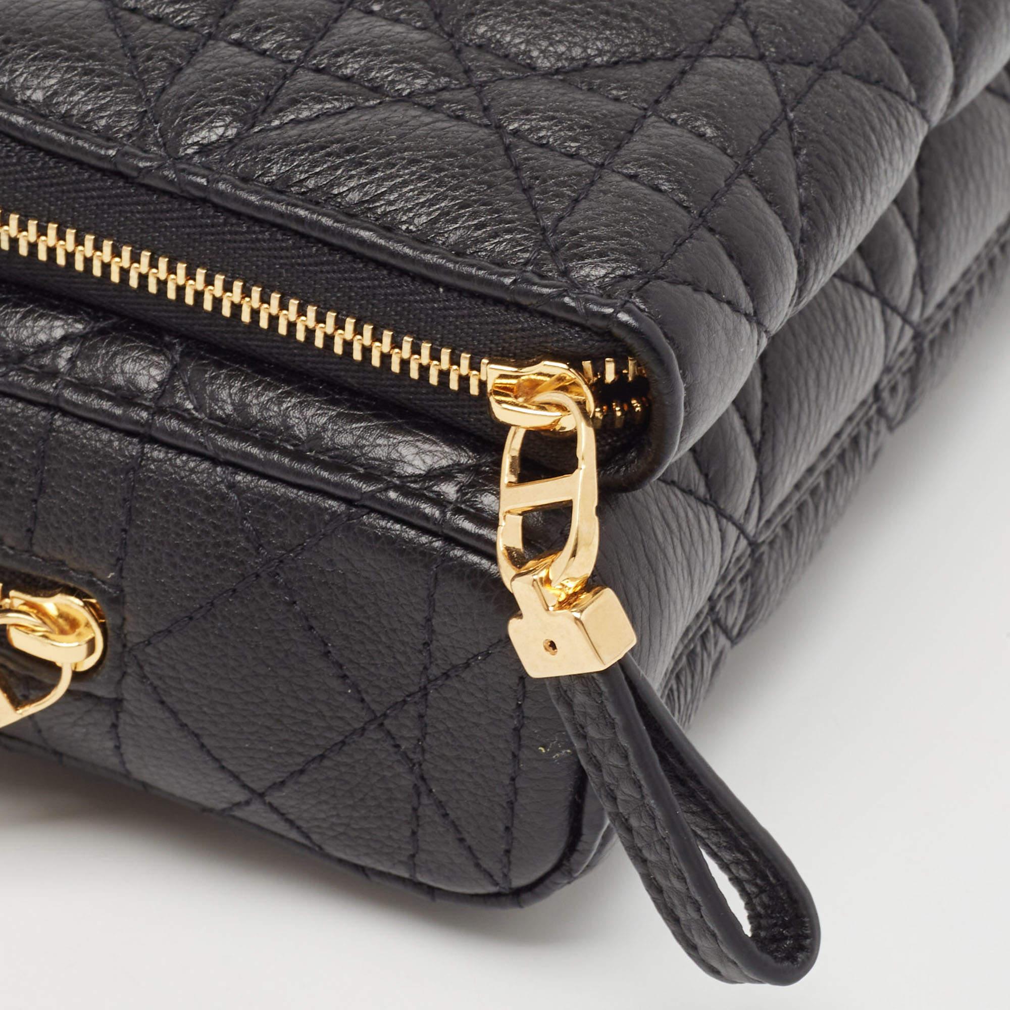 Dior Black Cannage Leather Caro Double Pouch Bag en vente 2
