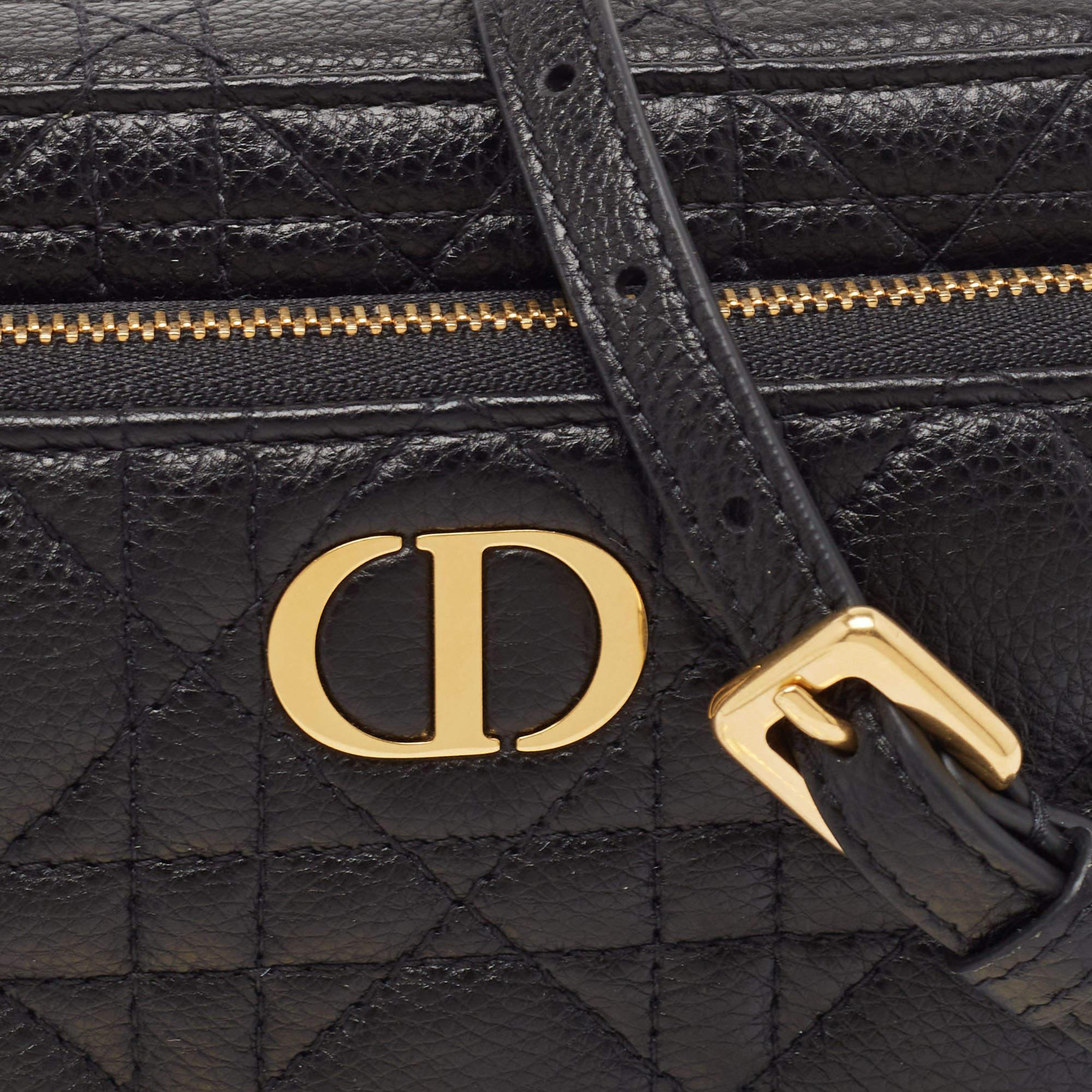 Dior Black Cannage Leather Caro Double Pouch Bag en vente 4