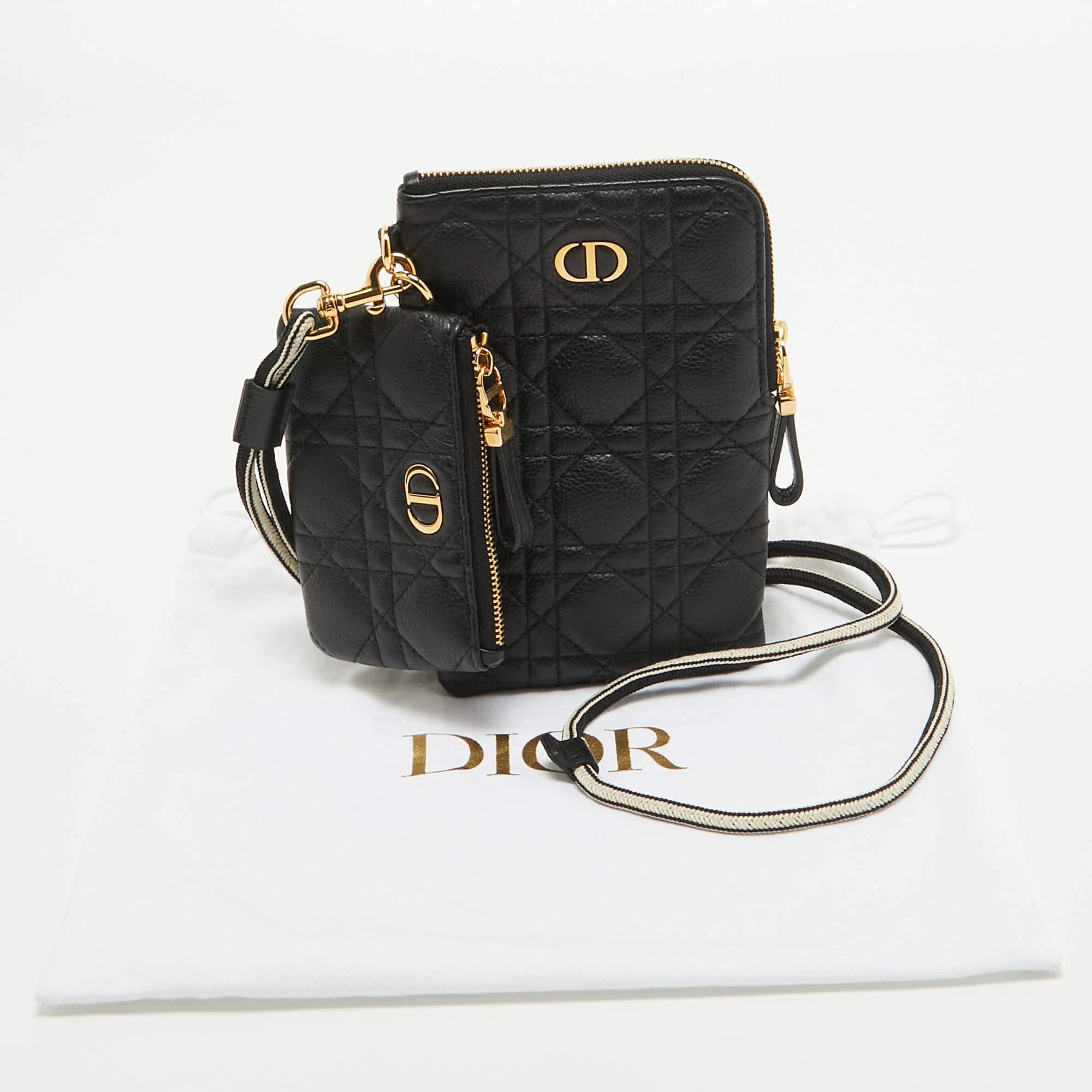 Dior Black Cannage Leather Caro Multifunctional Pouch 10