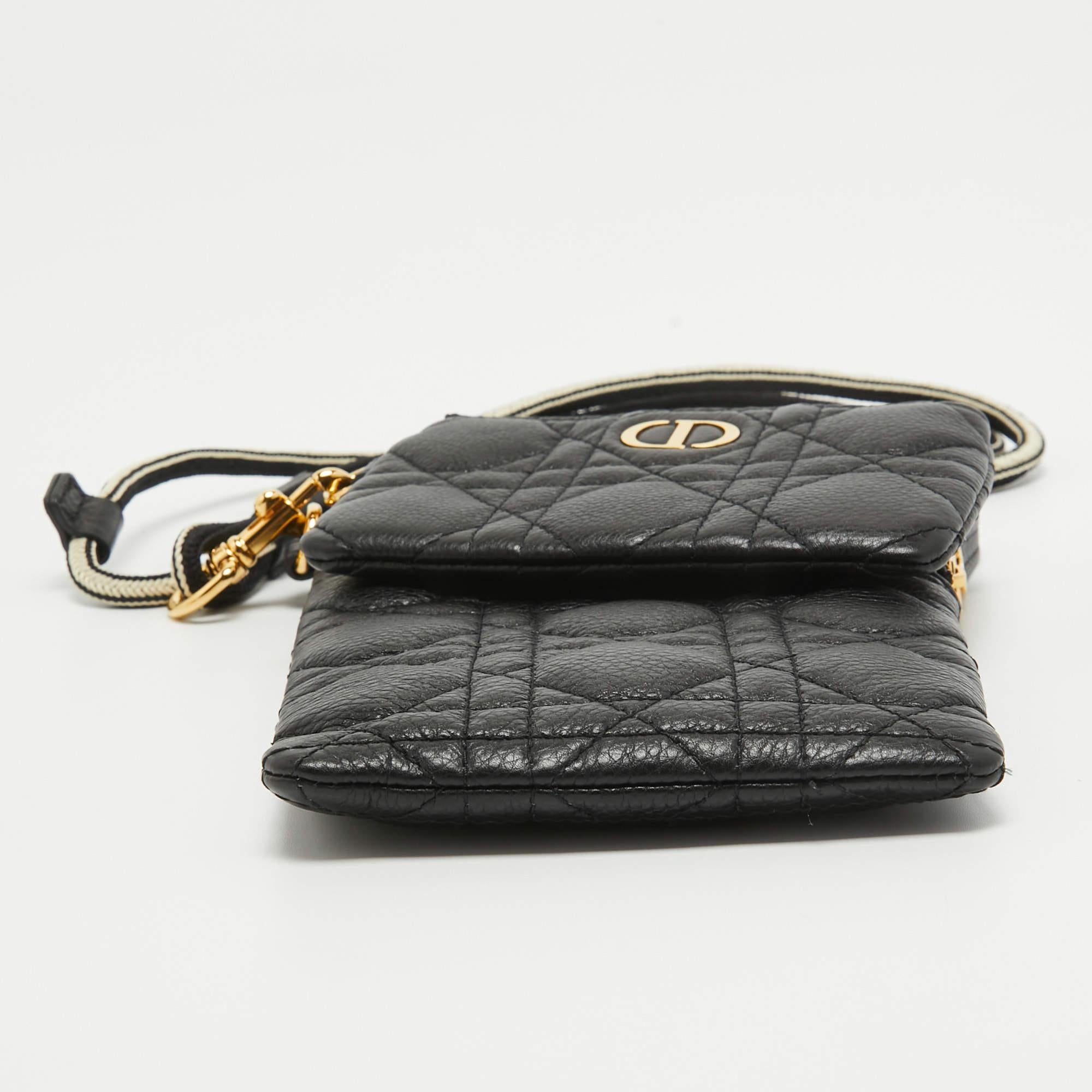 Dior Black Cannage Leather Caro Multifunctional Pouch 5