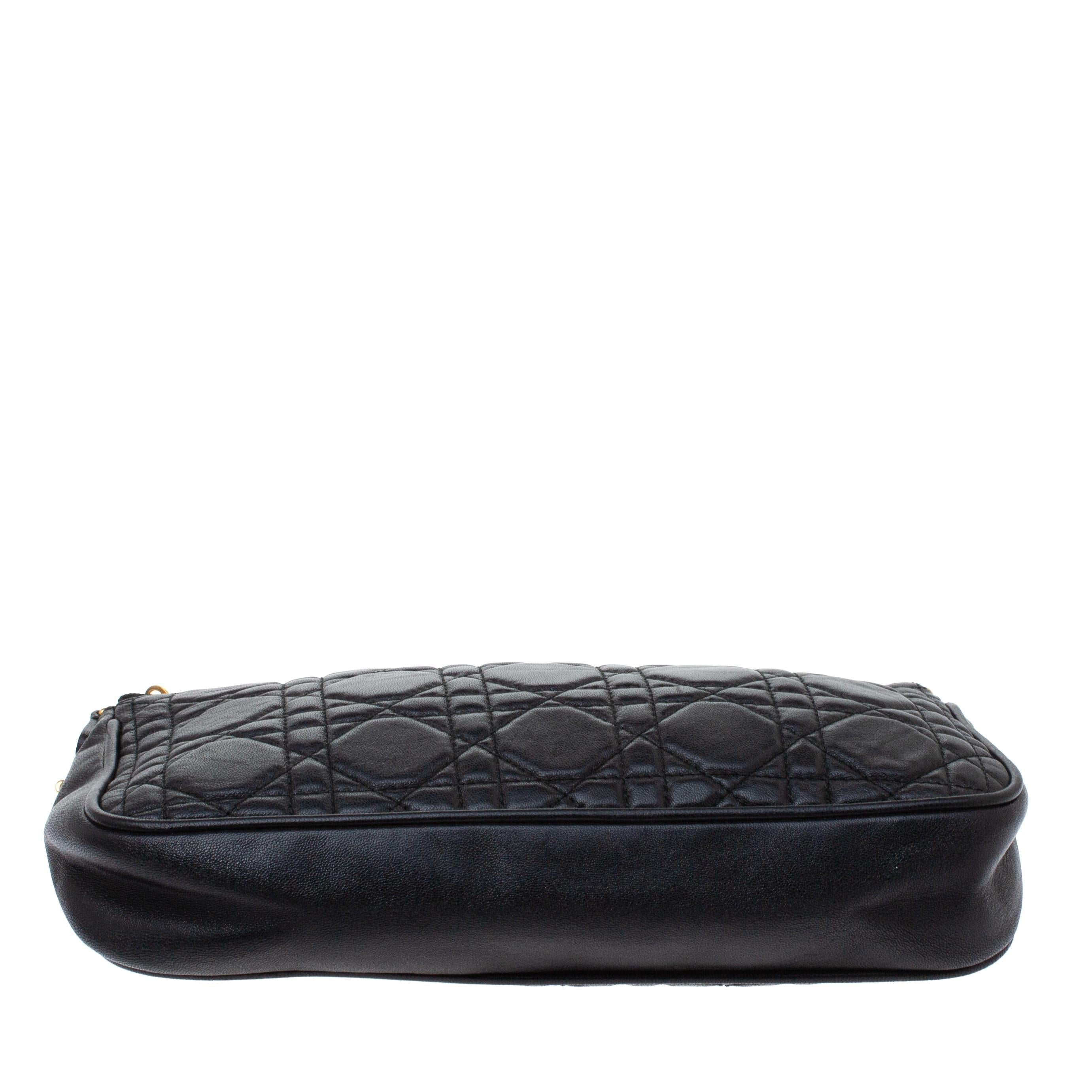 Women's Dior Black Cannage Leather Chain Clutch