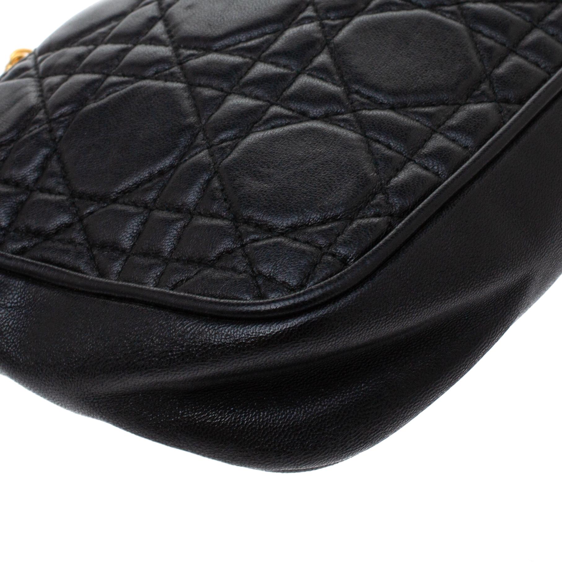 Dior Black Cannage Leather Chain Clutch 2