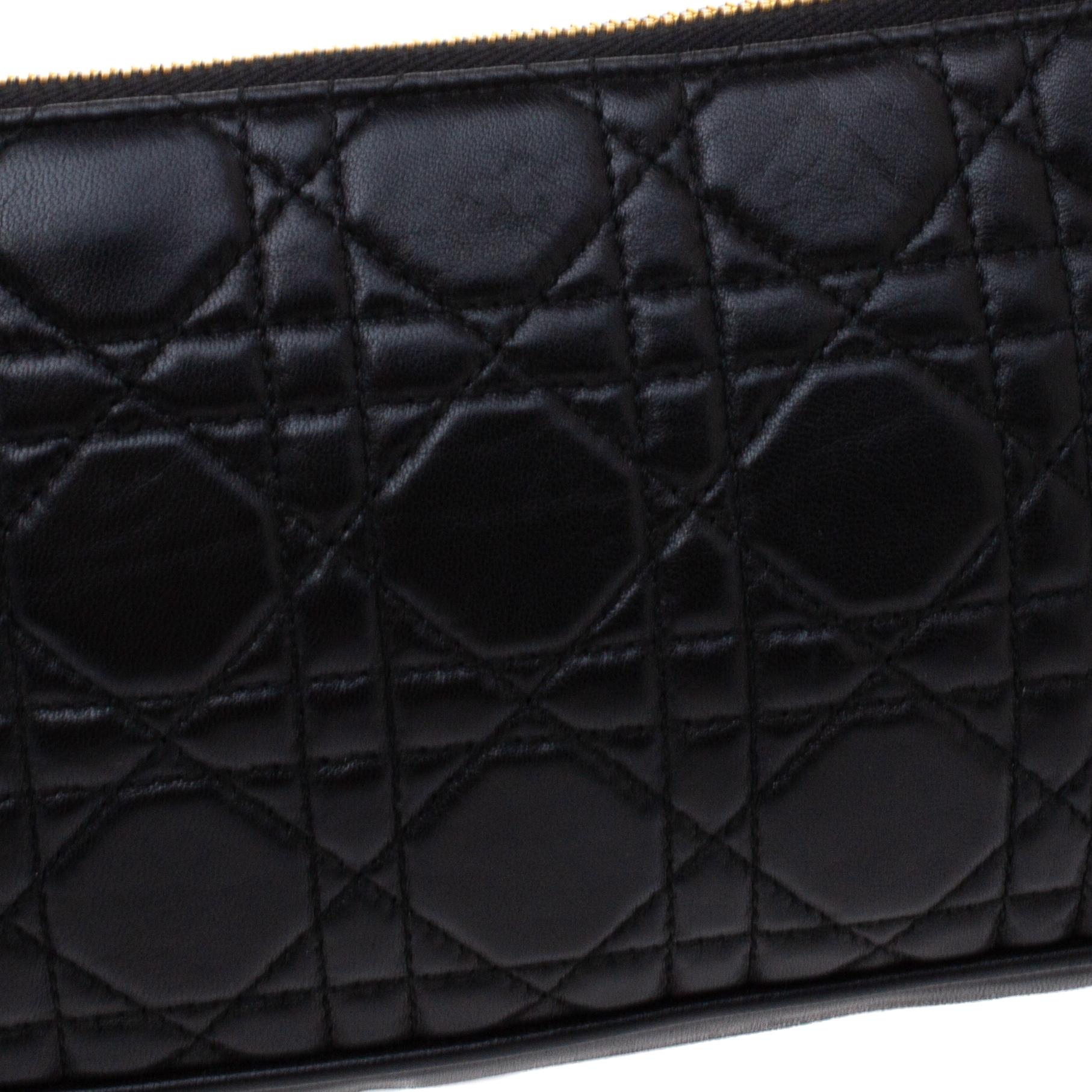 Dior Black Cannage Leather Chain Clutch 4