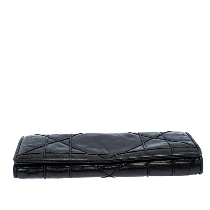 Dior Black Cannage Leather Chain Wallet 1