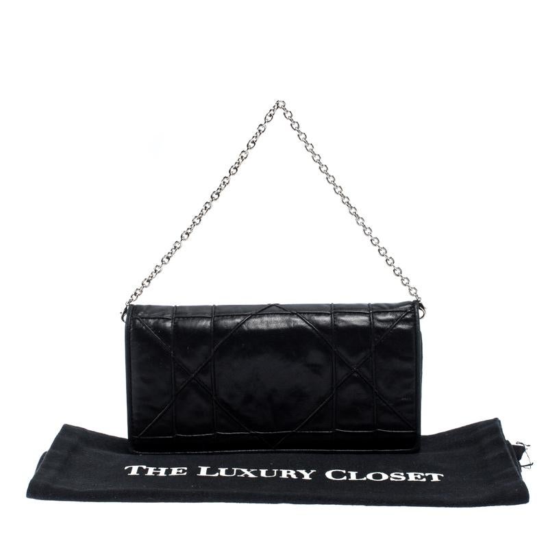 Dior Black Cannage Leather Chain Wallet 3