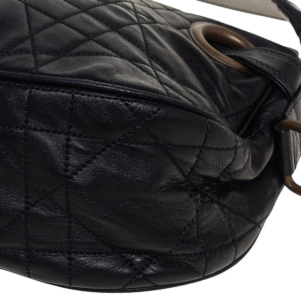 Dior Black Cannage Leather D Charm Hobo 6