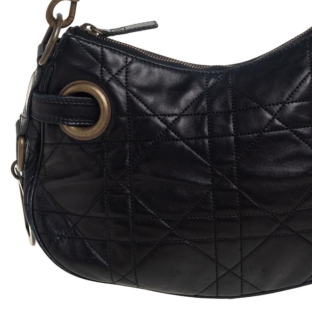 Dior Black Cannage Leather D Charm Hobo 7