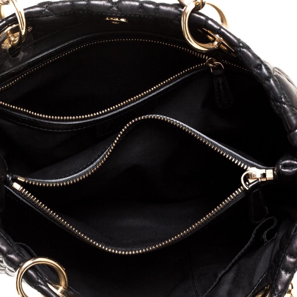 Dior Black Cannage Leather Dior Soft Shopper Tote 6