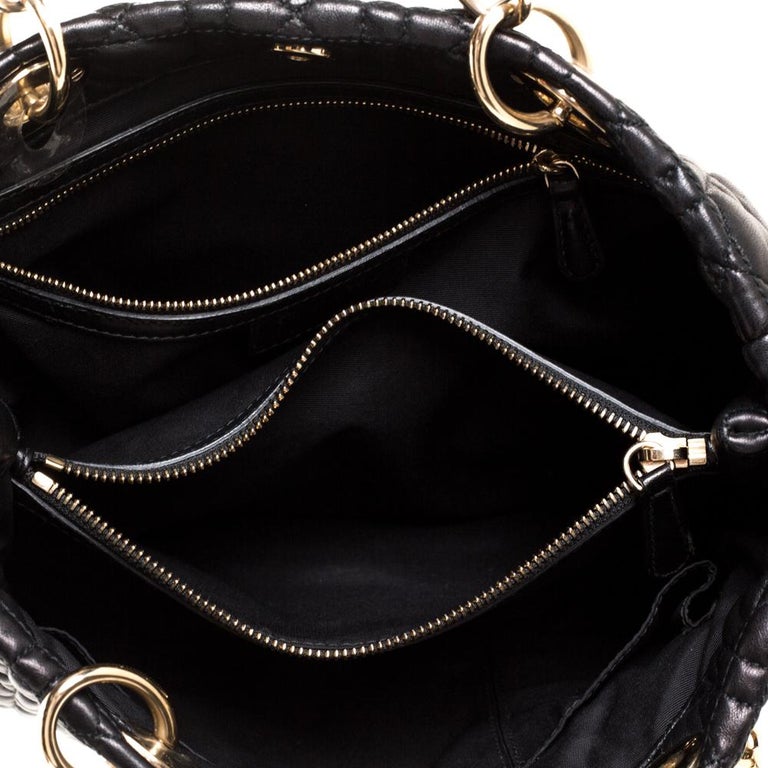 Dior Black Cannage Leather Dior Soft Shopper Tote at 1stDibs