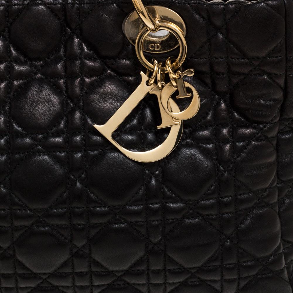 Dior Black Cannage Leather Dior Soft Shopper Tote 7