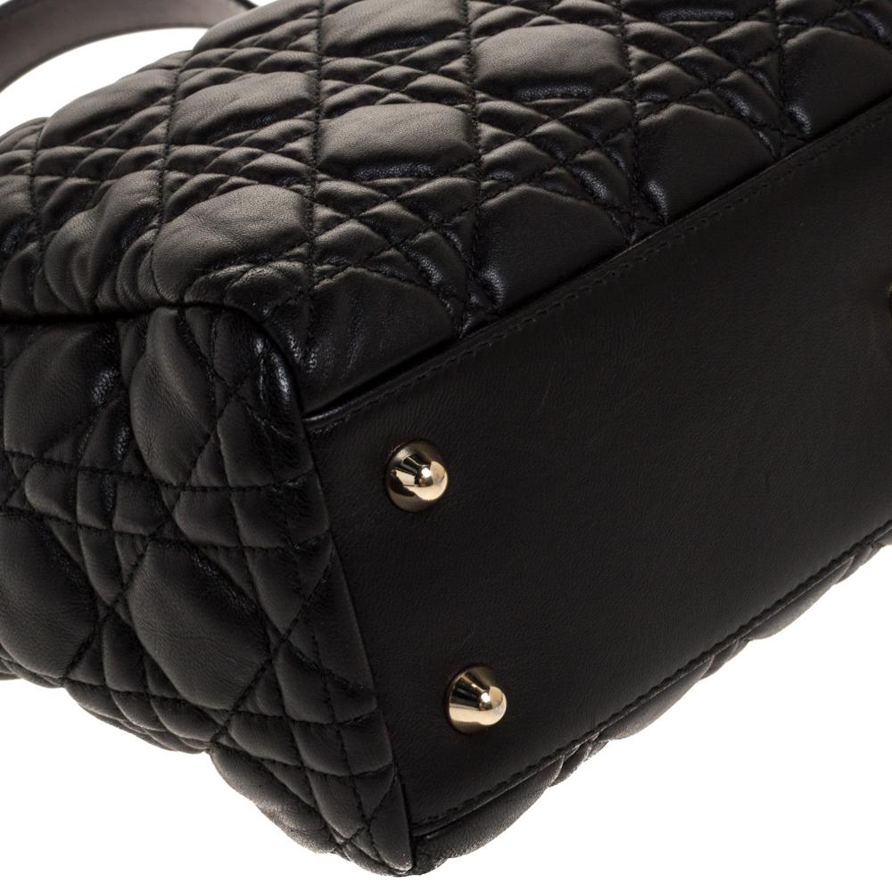 Dior Black Cannage Leather Dior Soft Shopper Tote 2