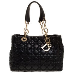 Sac cabas Dior en cuir cannage noir Dior Soft Shopper Tote