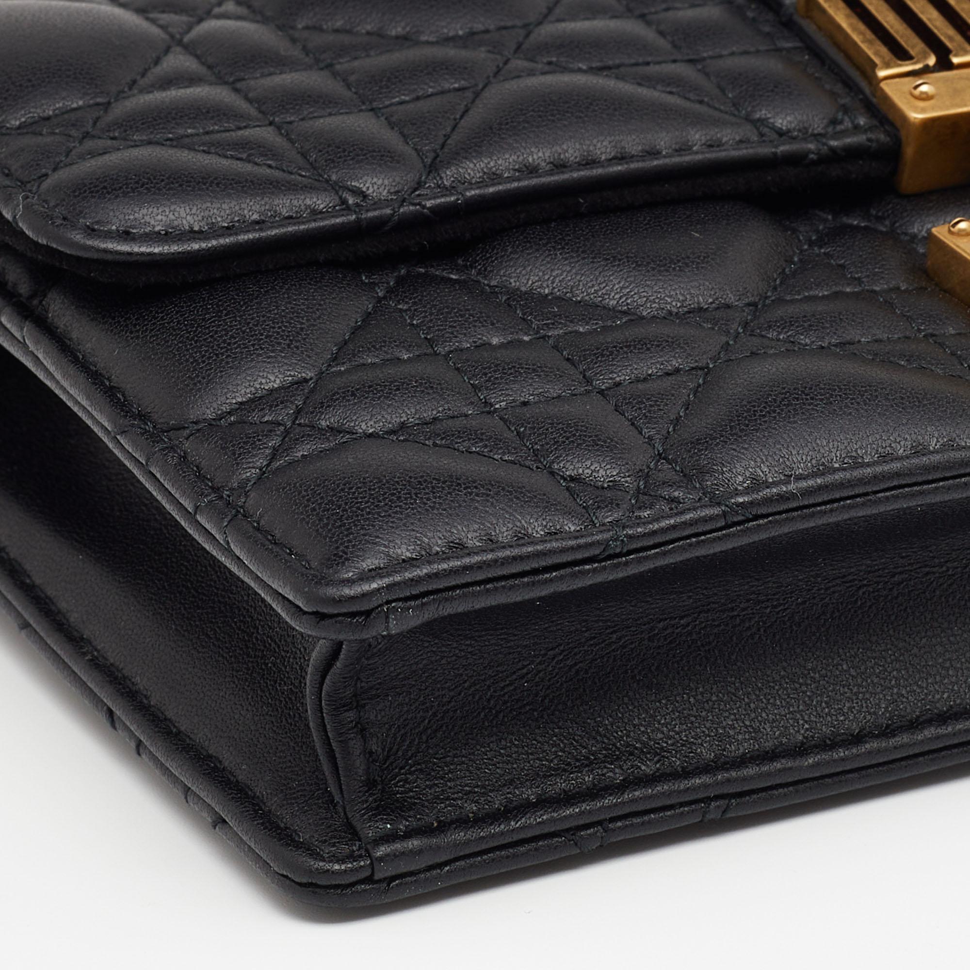 Dior Black Cannage Leather Dioraddict Wallet On Chain 2