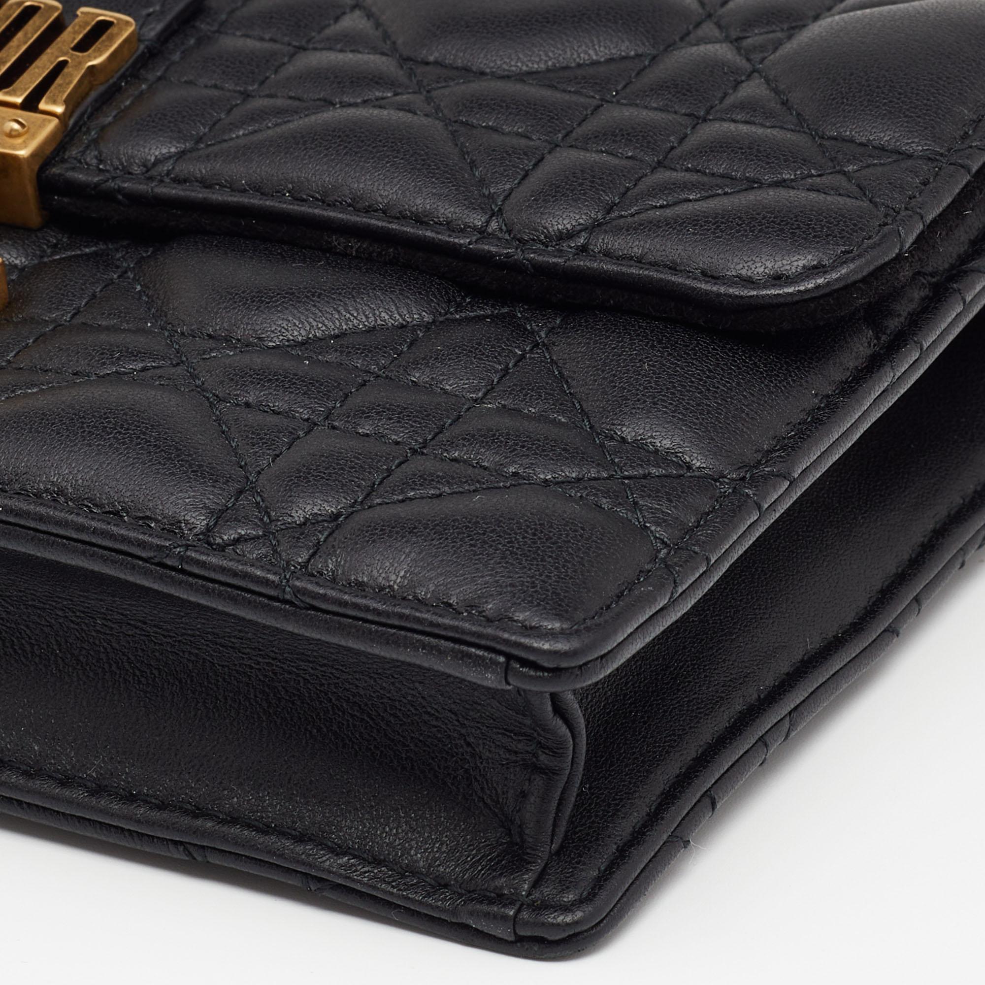 Dior Black Cannage Leather Dioraddict Wallet On Chain 3