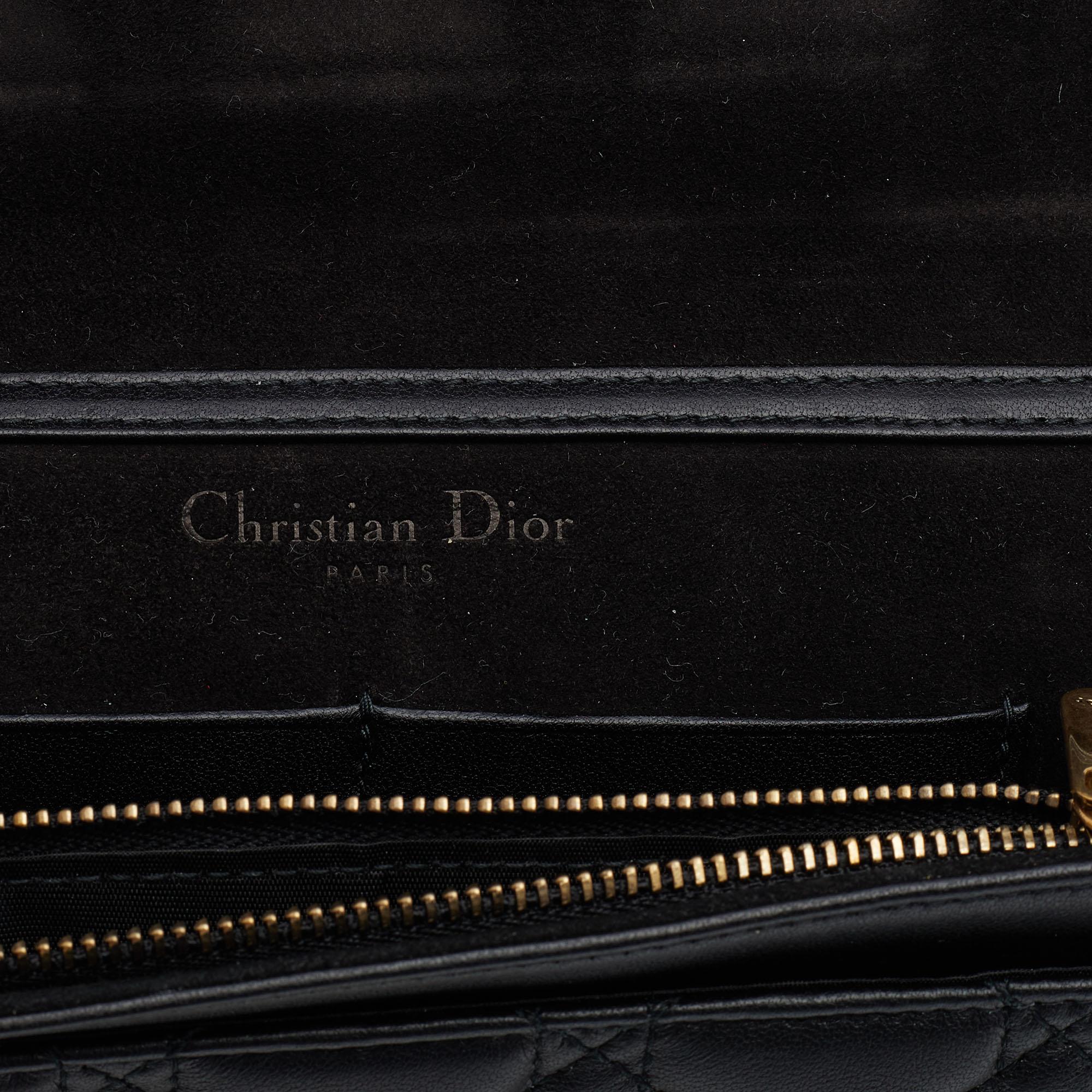 Dior Black Cannage Leather Dioraddict Wallet On Chain 4