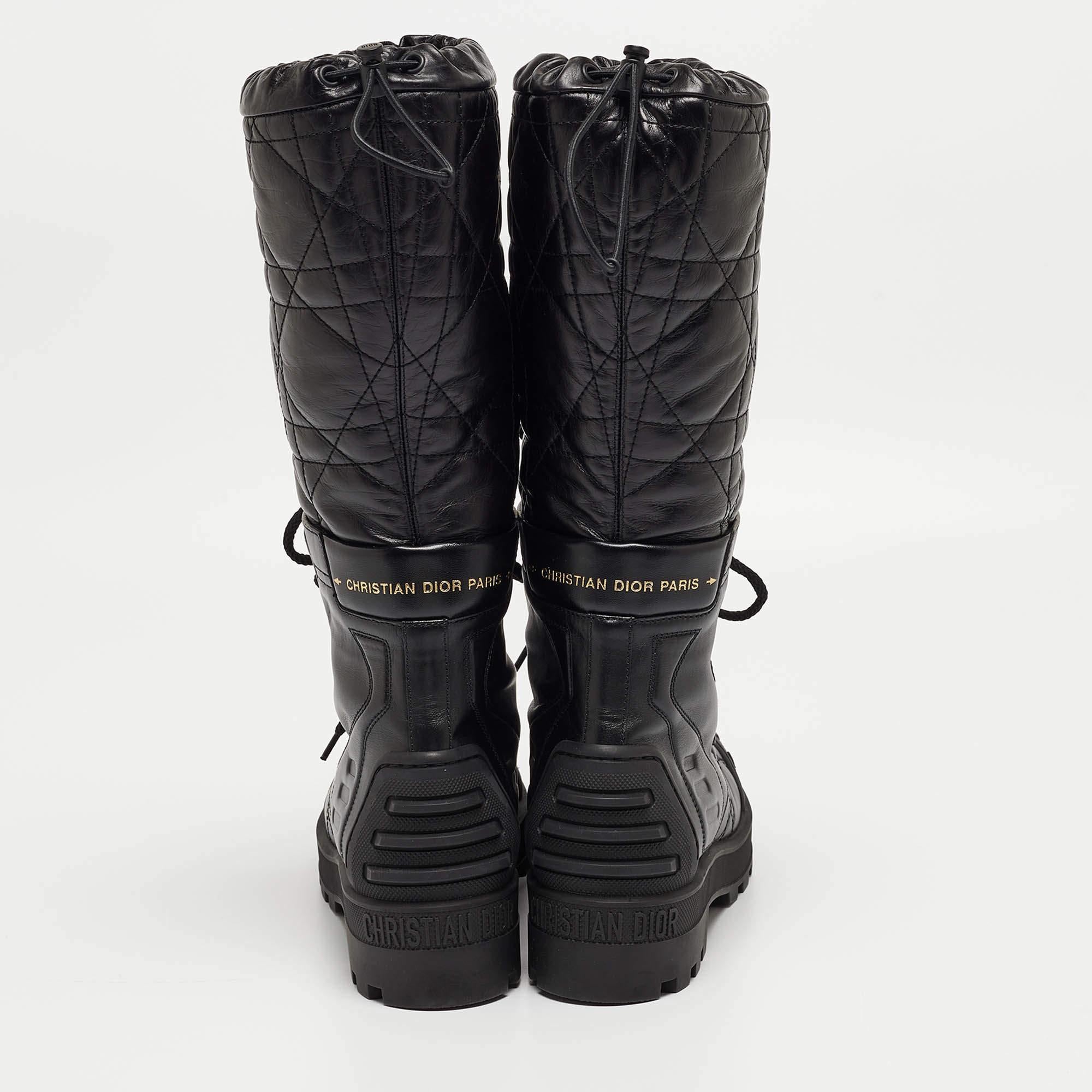 Dior Black Cannage Leather Dioriron Combat Boots Size 37 6